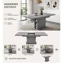 Extendable Dining Table / Modern, Minimalist Style Dining Table / With Storage Space / Dining Table/Café And Side Table / Multifunctional / Large Storage Space / Suitable For Dining Room And Living Room - 灰色 - 查看 8