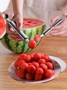 [3pcs Set Watermelon Slicer] 3pcs Easy-Cut Stainless Steel Watermelon Slicer, Watermelon Chunk Slicer, Watermelon Fruit Divider, Watermelon Ball Scooper, Summer Melon Eating Tool - Multicolor - View 9
