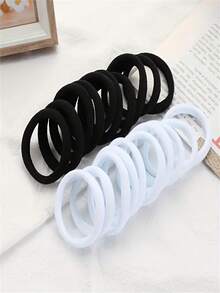 500/400/300/200/100pcs Black & White Dual Color Seamless High Elasticity Hair Ties, No Mark No Damage Ponytail Hair Bundles, Strong Stretch Thick Hair Suitable For Women Ladies Hair Accessories Daily Work Sports Fitness Yoga Running Nylon Hair Rope Set - Multicolor - View 4