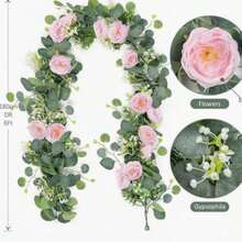 180CM Silk Fabric Money Plant & Baby's Breath Vine, 1pc - Pink - View 3