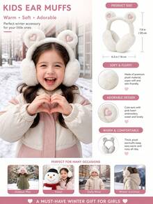 1pc 3-14Y Winter Children Cartoon Girls Ear Muffs, Cold-Proof Headwear Student Ear Protection Warm, Cute Heart-Shaped Ears, Suitable For Boys And Girls, Cold Winter - 1PCS - View 6