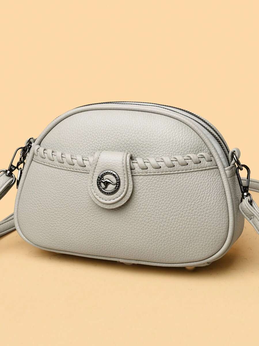 Modische Damen-Umhängetasche aus Leder, lässige multifunktionale Handy-Schultertasche für Outdoor und Pendeln, kleine Tasche - Hellgrau - Übersicht 1