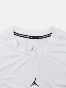 Jordan Men's AS DF SPT ESS SS TOP Short Sleeve T-Shirt Knit Collarless Short TIF0883-100 - Black and White - View 3