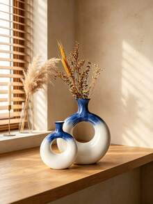 1pc Nordic Style Ceramic Hand-Painted Colorful Round Vase, Decorative Flower Pot, Suitable For Living Room, Hotel, Homestay, Home Decor, Home Ornament, Vase, Centerpiece, Dining Table Decoration Gift, Birthday, Graduation, Back To School, Room Decor - Multicolor - View 5
