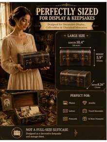 Wooden Treasure Chest Box, Leather Craftg Vtage Small Decorative Storage Boxes, Versatile Display Decorative Box With Hged Lid For Jewelry Trkets, Keepsakes, Photo Props "X5.9"X8.26 - Brown - View 5