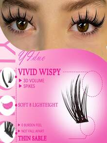 YIDUO Mixed Pointed Fan & Bottom A-Cluster False Eyelashes Set, 5-20mm Mixed Length Faux Mink DIY Segmented False Eyelashes, Lightweight Fluffy Single Lash Extensions, Suitable For Home Makeup - D - View 4