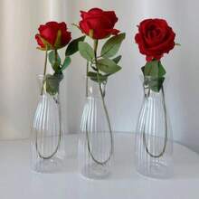 1/2/5/8/10 Peças Vasos Transparentes Listrados de Plástico, Artesanato de Arranjo Floral, Adequado para Várias Decorações de Buquê, Decoração de Feriados e Casa, Ideal para Decoração de Mesa, Casamento, Casa, Jantar de Natal - transparente - Visão 1