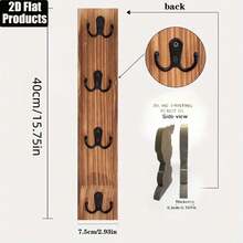 1pc Handmade Rustic Style Wall-Mounted Wooden Key Rack With Multiple Hooks - Polished Surface Space-Saving Organizer, 2D Flat Wooden, Suitable For Entryway, Laundry Room, Garage - Can Hold Keys, Wallets, Pet Leashes, Entrance Storage - View 6