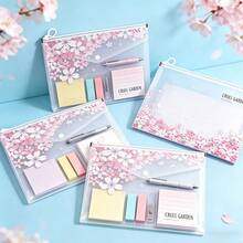 A4 Waterproof Zipper File Bag, Random Color, 4 Transparent Pink Cherry Blossom Patterns, Multi-Functional Portable School Supplies Organizer, Perfect Gift For Teacher's Day, Back To School, Halloween And Christmas,Back To School Season - Multicolor - View 5