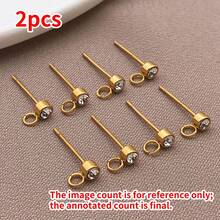 2Pcs 14/15/16mm Stainless Steel Gold Color Zirconia Stud Earrings Post With Hook For DIY Earring Making Jewelry Findings Wholesale - Multicolor - View 20