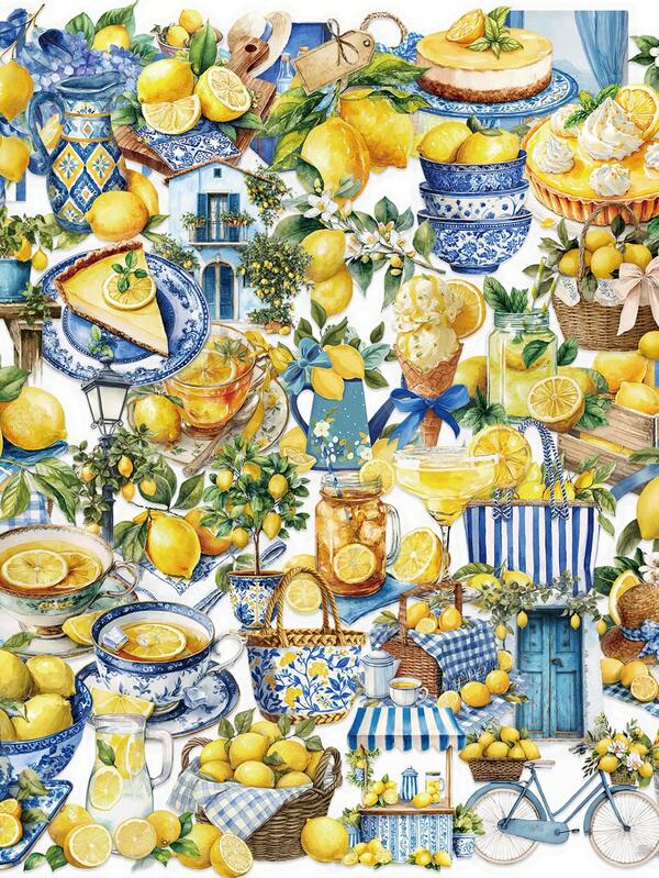 50pcs Lemon Theme Stickers, Harajuku Style For Phone, Motorcycle, Skateboard, DIY Stationery, Coffee Shop Street Style Pattern Stickers