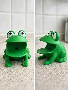 Frog-Shaped Sponge Drain Rack, Kitchen Countertop Dishcloth Storage Holder, Creative Cleaning Tool Organizer, With Drainage Holes For Quick Drying, Mold-Resistant And Easy To Clean, Suitable For Most Sponges/Scouring Pads - Multicolor - View 4