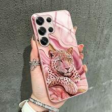 1PC Luxury Pink Marble Leopard Print Phone Case, Pink Gold Leopard Pattern Pink Metallic Paint Tempered Glass Phone Case, Glossy Metal Glass Back Cover, Luxury Shockproof Protective Case Suitable For Galaxy S25/S24/S23/S22/S21/S20/Note20/A04/A10/A12/A13/A14/A15/A20/A21s/A22/A23/A24/A25/A31/A32/A33/A34/A50/A51/A52/A53/A54/A70/A71/A72, Scratch-Resistant, Wear-Resistant, Excellent Hand Feel, Fashionable Anti-Drop, Cute , Girls Artistic Design - Multicolor - View 4