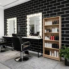 1 Roll Black & White Brick Pattern Self-Adhesive Vinyl Wallpaper - Removable, Waterproof, Moisture-Proof, Cuttable, Easy To Install, Multiple Sizes, Suitable For Living Room, Kitchen, Bedroom, Bathroom, Cabinets, Tables, Walls, Furniture Renovation, Brick And Wood Minimalist Fashion Style - Black Brick - View 3