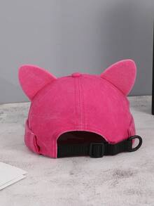 1pc Women's Cat Ear Design Soft Top Adjustable Back Buckle Atmosphere Fashion Sweet Cool Style Bucket Hat, Suitable For Street, Outing, Daily Wear, Photography - Cat Ears - View 2