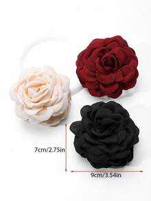 1PC Women's Large Multi-Layer Rose Hair Claw, Solid Color Elegant Updo Hair Claw, All Season Hair Accessory For Daily, Party, Dance & Beach Vacation - Multicolor - View 5