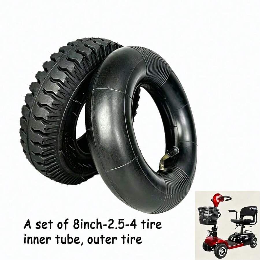 8x2.5-4 A Set Of Electric Scooter Tire -Electric Tricycle, Elderly Scooter Outer Tire, Electric Scooter Inner And Outer Tires - Black - View 1