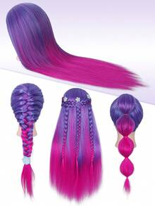 Cabeça de Manequim com Cabelo Cabeça de Treinamento Cabeça Falsa de Prática Cabeça de Boneca de Manequim para Cabeleireiro Trançar Cortar Cosmetologia Cabeça de Manequim para Penteado - Visão 6