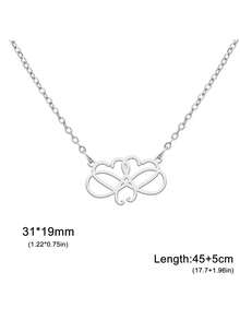LIKGREAT 1pc Women's Stainless Steel Infinity Symbol Double Heart Line Pendant Necklace, Minimalist Hollow Design, Delicate Niche Accessory For Daily Commute - Fashion Series - View 8