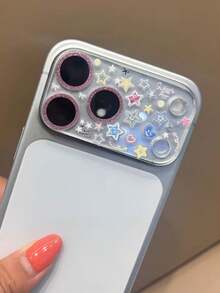 Fashionable Cute Cartoon Graffiti Fireworks Cherry Blossom Sticker Transparent Camera Lens Protector Film, Compatible With Iphone 17 Pro Max 17 Pro 17 16 15 14 13 Pro Max - Colorful Star - View 5