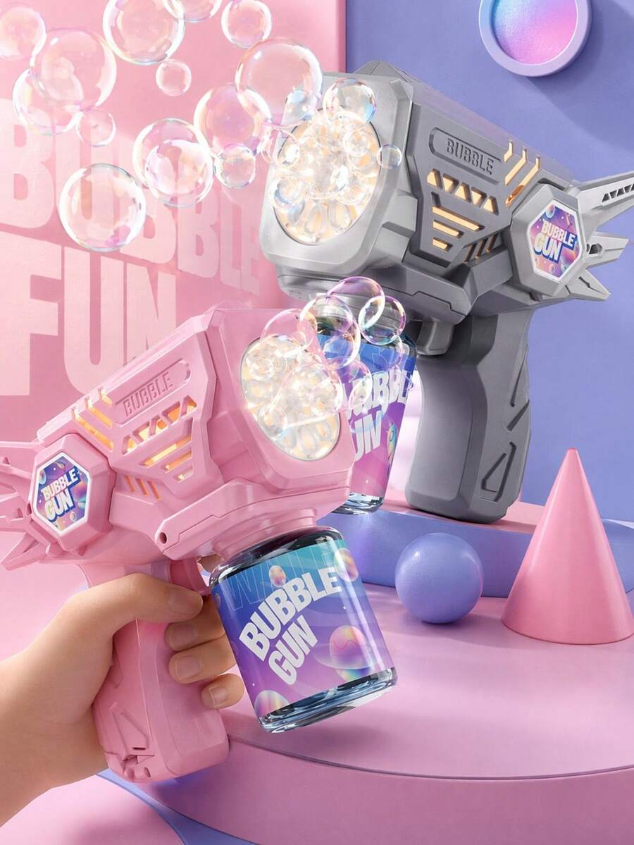 10-Hole Electric Automatic Bubble Gun With LED Lights - Plastic Material, Handheld Design, Suitable For Outdoor Play And As A Gift (Bubble Liquid Not Included), Outdoor Game Equipment | Interesting Design | Multi-Level Gaming Experience - Multicolor - View 1