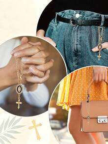 Women's Keychain Steering Wheel Charm.Features Virgin Mary Rosary Car Pendant,Cross Charm;Suitable Car Key,Accessory,Bags,Phone Cases.Holidays,Gifts - Multicolor - View 6