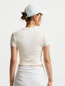 Nike Women's AS W NSW NK CHLL KNT CRP Short Sleeve T-Shirt Knit Collarless Short THF9539-134 - White - View 2