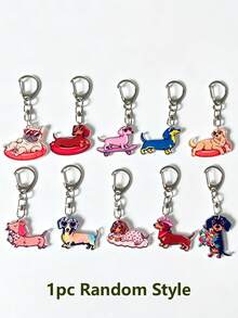 1pc/5/10pcs 2D Cute Cartoon Dachshund Dog Pendant Keychain, Backpack Accessory, Bag Charms, Car Key Chain, For Dog Lovers, Holiday Gifts - Multicolor - View 7