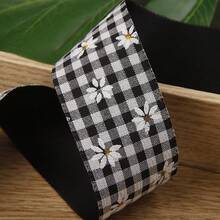 Two-Tone Plaid Printed Ribbon DIY Bow Hair Accessory Clothing Straw Hat Shoe Flower Gift Box Floral Packaging Daisy Woven Tape - Multicolor - View 12