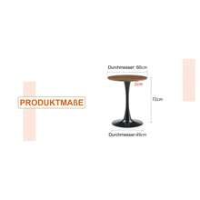 60 Cm Round Side Table / European Style Small Dining Table / MDF Dining Table / Non-Slip And Quiet Table Legs / Suitable For Living Room And Dining Room - 黑色+胡桃木色 - 查看 9