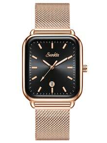 SUNKTA LIGE Women's Fashion Luxury Quartz Watch, Waterproof, Daily Wear, Date Display, Luminous Dial, Casual Watch - Rose Gold - View 13