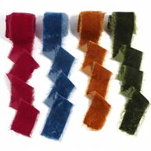 1 Roll Polyester Handmade Hand-Torn Frayed Edge Velvet Ribbon DIY Hair Accessories Bows Wedding Bouquet Gift Packaging Christmas Halloween New Year Wedding Birthday Party Decoration Ribbon - Raw-edged Ribbon - View 6
