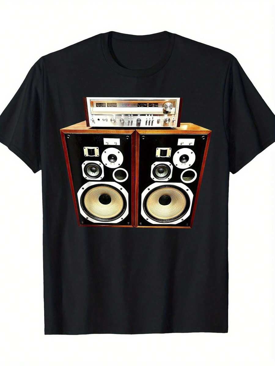 Unisex Adult T-ShirtVintage Audio Gear Unisex Cotton Audiophile Casual Summer Tee - Black - View 1