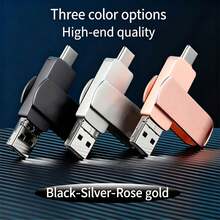 2TB 3-In-1 USB Flash Drive หน่วยเก็บข้อมูลภายนอก เข้ากันได้กับโทรศัพท์/IPod/คอมพิวเตอร์/IOS และ Android/PC - ดู 3