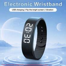 SENBONO Neutral Silicone Smart Bracelet, 12-Hour Format, Hour/Minute/Second/Date/Month/Day Of Week Display, Alarm And Hour Ring, Pedometer, Calorie Calculator, 60mAh, Long Battery Life, Suitable For Daily Use And Gift Occasions, Electronic Bracelet - View 2