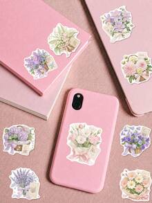 50 piezas de pegatinas flexibles de flores de cinta en tonos pastel suaves de primavera, para renovar caja de almacenamiento de escritorio, tablet y dormitorio de verano, estilo curativo y femenino, suministros DIY para manualidades y útiles escolares - 7*6*1 - Ver 4
