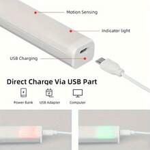 1pc Upgraded 3-Color USB Rechargeable Motion Sensor Night Light, Warm White/Cool White/3-Color, Suitable For Bedroom, Kitchen, Closet, Stairs, Hallway And Cabinet - Cabinet Light - View 5
