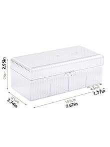 Transparent Vertical Striped Acrylic Tea Bag Storage Box With Hinged Lid, Divided Coffee Bag Storage Box, Countertop Office Pantry Herbal Tea Bag Dust-Proof Container - Transparent - View 10