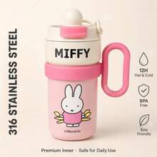 Official Authorized Miffy Cute Style Stainless Steel Insulated Mug With Handle, New Portable Iced Drink Cup, Leak-Proof Thermal Water Cup, Unisex, Outdoor & Daily Use, Cartoon Rabbit Print, 2026 Hot-Selling Ins Limited Edition Practical Style - Multicolor - View 11