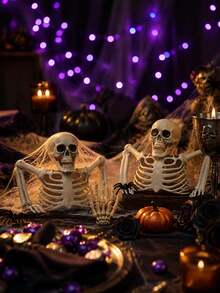 3pcs/Set 24cm/9.44in Half Body Plastic Skeleton, Halloween Skeleton Bursting Out Of Ground Decoration, Includes Skull, Ribcage, Arms And Extra Skeleton Hand, Suitable For Yard, Lawn, Cemetery, Haunted House, Outdoor Party Halloween Decor - Half-length Style - View 9
