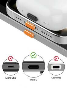 4 Aluminum Alloy + 4 Silicone 17 Pro/Pro Max USB-C Dust Plugs, 16 15 Series, Galaxy S25 And All USB-C Port Protectors (Cosmic Orange) - Multicolor - View 2