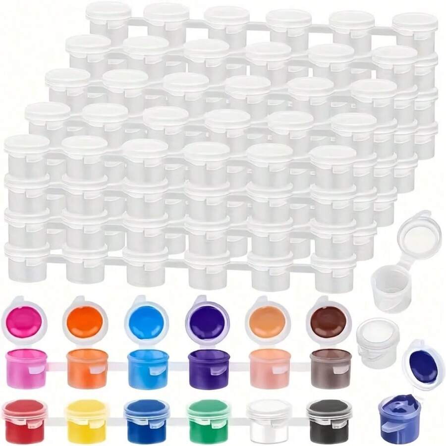 240pcs Mini Paint Containers With Lids, Paint Pots And 6 Connected Empty Boxes, 3ml/0.1oz, For Painting Accessories, Painting Storage, Graffiti, Art Crafts, Students And Handmade Materials