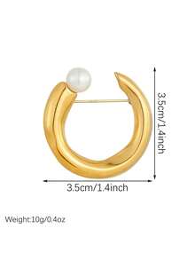 1 Buah Bros Wanita Berbentuk C Berlapis Emas, Modis dan Sederhana, Terbuat dari Baja Tahan Karat dengan Motif Geometris dan Hiasan Mutiara - Geometris - View 6
