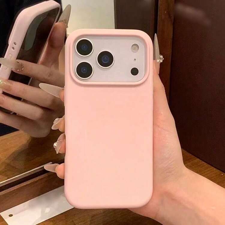 防震液態矽膠手機殼，相容 iPhone 17E 17 Pro Max 16 15 14 13 12 Mini 11，柔軟防刮超細纖維內裡，適用於 iPhone 8 Plus 7 6s 軟殼 - 粉色 - 查看 2