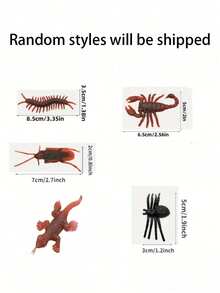 1 Pack Mixed Realistic Fake Insect Prank Toy Set, Plastic Cockroaches, Scorpions, Centipedes, Spiders, Flies And More Props, Suitable For Halloween Prank Party Decoration - Multicolor - View 3