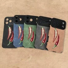 [24h Versand aus Spanien] Handyhülle - Diese stilvolle Handyhülle verfügt über ein modernes rotes Chili-Muster und ist aus hochwertigem Kunstleder gefertigt, geeignet für die gesamte  17-Serie, einschließlich des 17 Air und 17 Pro MAX.Es ist stoßfest und schmutzabweisend. - Bildfarbe 1 Stück - Übersicht 3