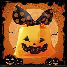 50/10 piezas Bolsa de dulces de Halloween, bolsas de regalo con cordón para fiesta de dulces, bolsa de golosinas de Halloween, galletas, chocolate, aperitivos para truco o , dulces de fiesta, baratijas y recuerdos de fiesta, bolsas de dulces, decoración de otoño, decoración de Halloween - Bolsas de embalaje - Ver 11