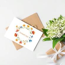 12pcs, Bohemian Wildflower Birthday Party Wedding Thank You Folded Cards, Can Be Written As Greeting Cards With Envelopes, Includes 6 Envelopes + 6 Folded Cards - Sets - View 6