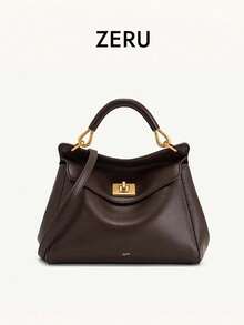 Lock Clasp Women's Bag Niche Fashion Shoulder Party Crossbody Bag Lock Design Premium Versatile Handbag - Coffee - View 4