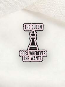 Chess Queen Enamel Brooch Women Power Quote Metal Pin For Backpack Jacket - Multicolor - View 5